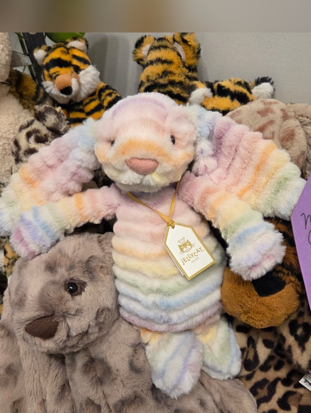 SOLD - BNWT Customized Jellycat Medium Nimbus Luxe Bunny "Crayola"